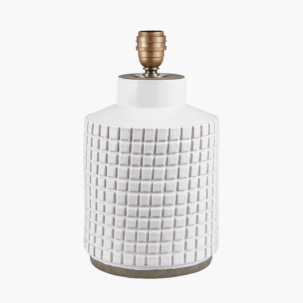 Elegant White Stoneware Lamp Base – Textured Design -