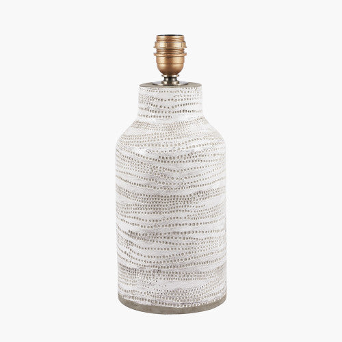 Stylish White Stoneware Lamp Base – Modern & Textured Design