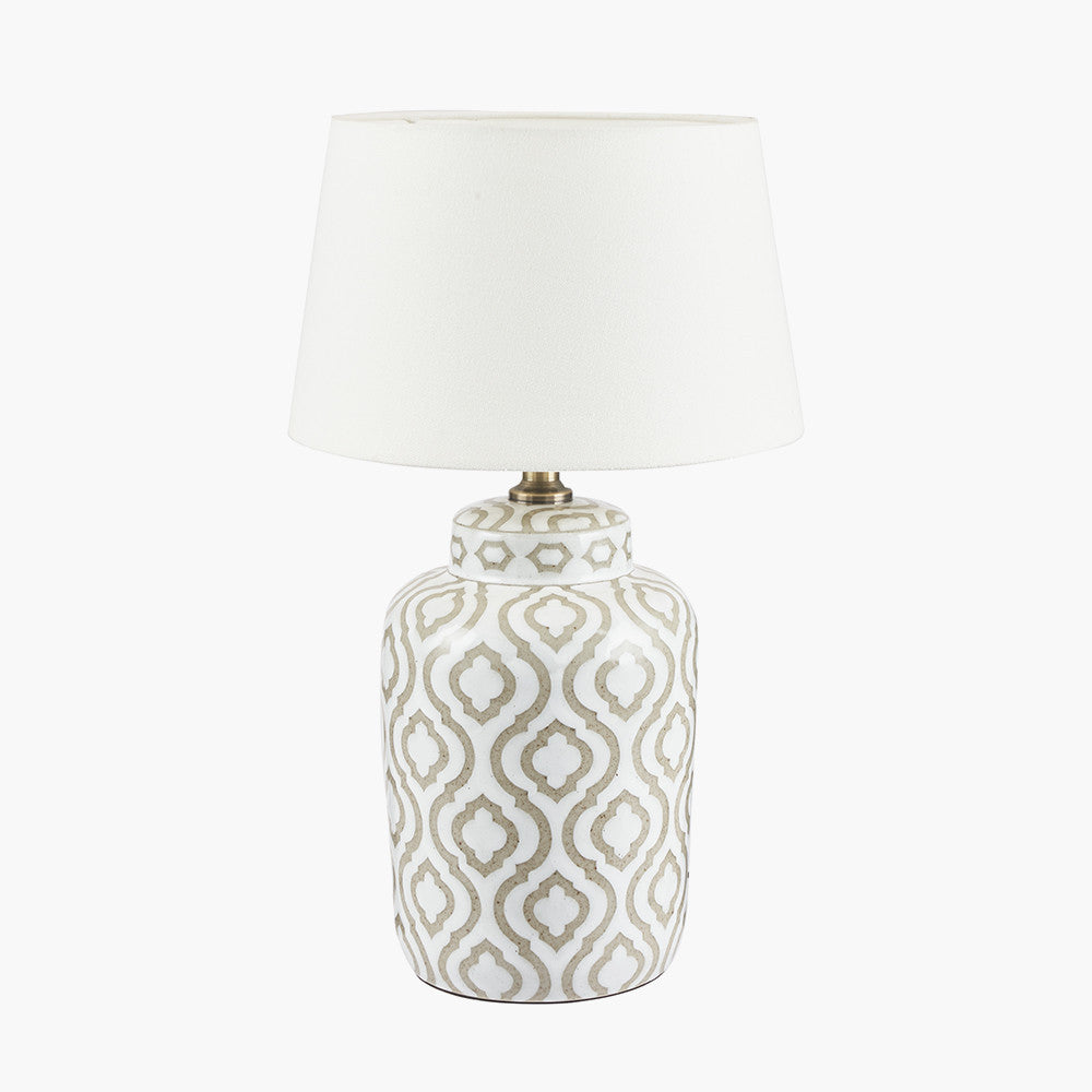 Classic Ceramic Table Lamp Base – Moroccan Pattern & Taupe Finish