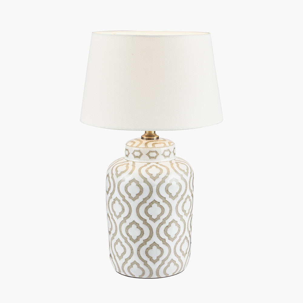 Classic Ceramic Table Lamp Base – Moroccan Pattern & Taupe Finish