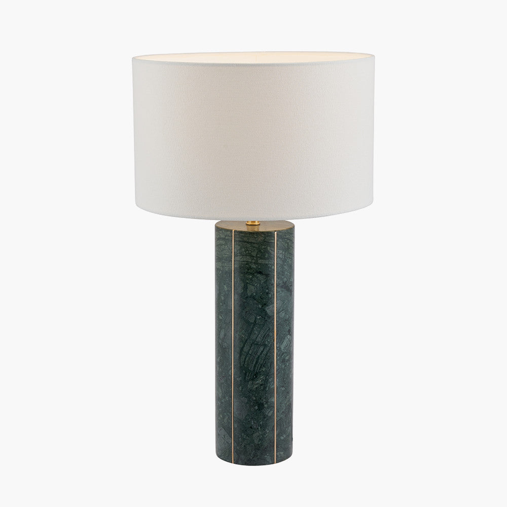 Luxurious Green Marble Table Lamp – Gold Accent & Modern Fabric Shade