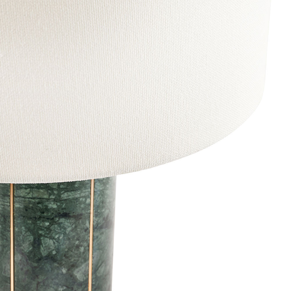 Luxurious Green Marble Table Lamp – Gold Accent & Modern Fabric Shade