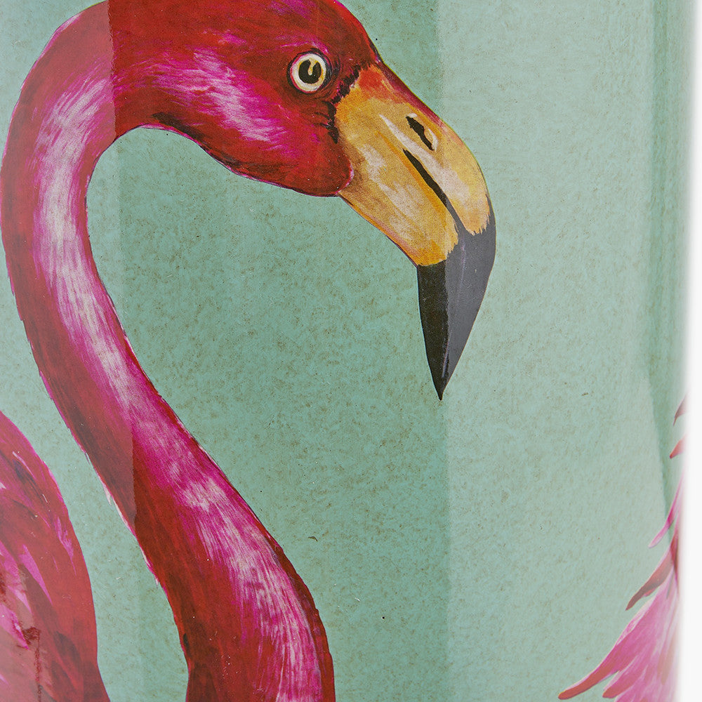 Elegant Flamingo Ceramic Table Lamp Base – Hand Painted Green & Pink with Gold Detailing