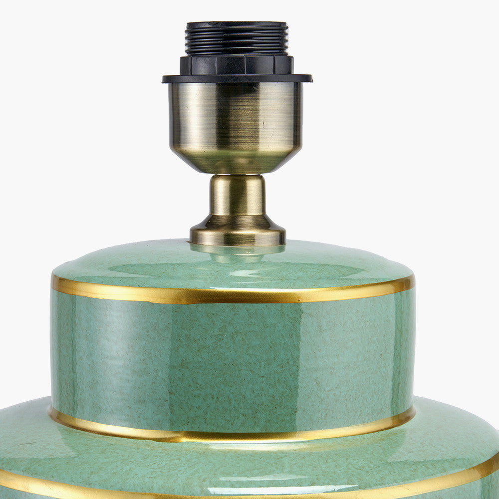 Elegant Flamingo Ceramic Table Lamp Base – Hand Painted Green & Pink with Gold Detailing