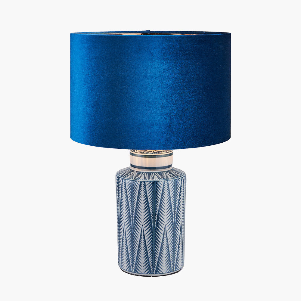 Elegant Blue Ceramic Table Lamp Base – Patterned Design