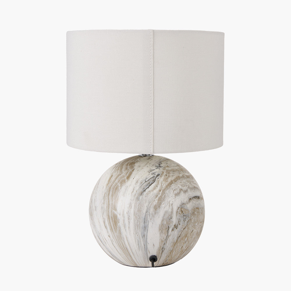 Elegant Grey Stone Ceramic Table Lamp with Fabric Shade – 37cm
