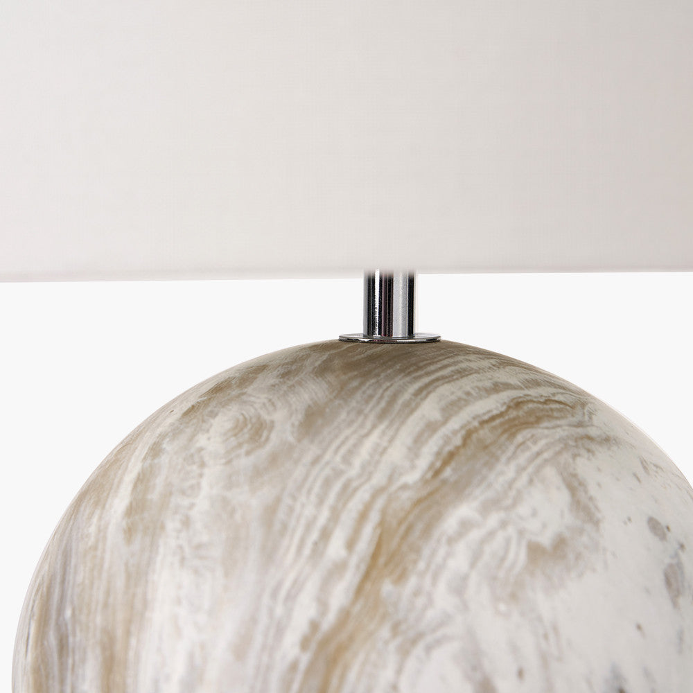 Elegant Grey Stone Ceramic Table Lamp with Fabric Shade – 37cm