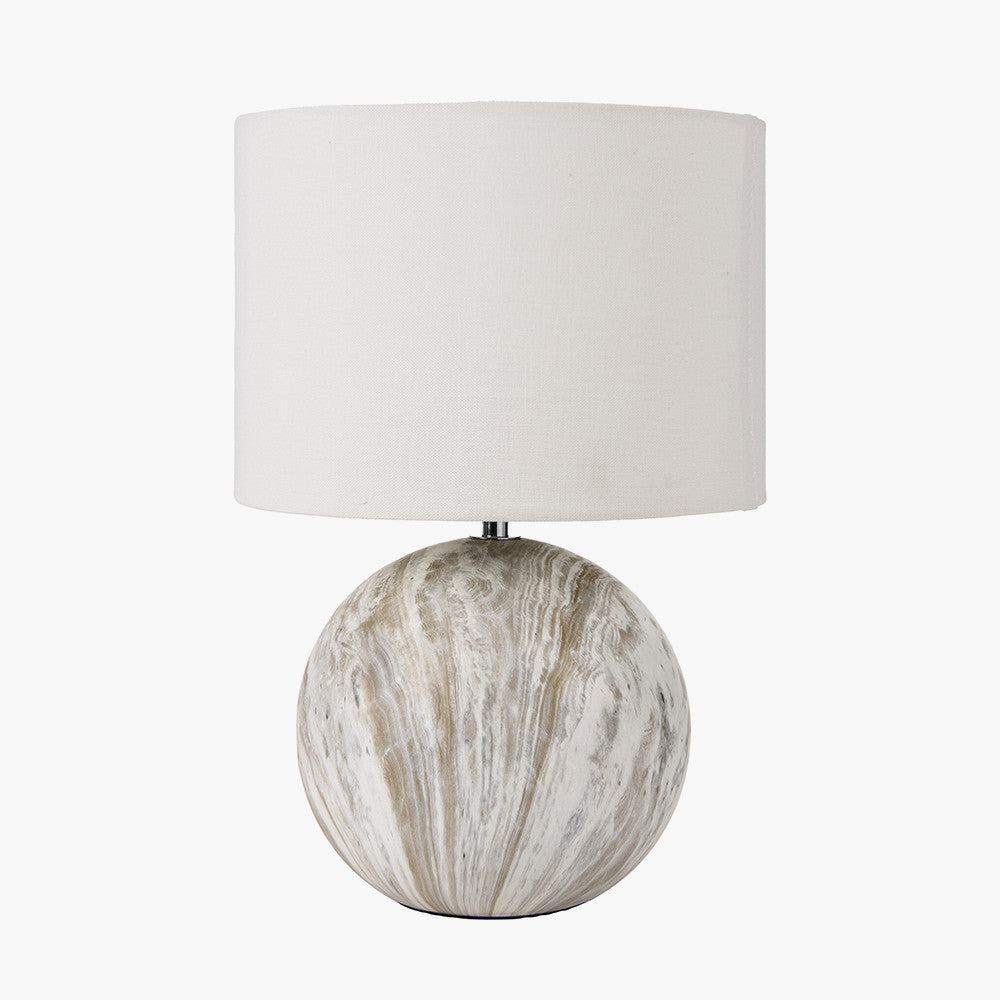 Elegant Grey Stone Ceramic Lamp with Fabric Shade – Natural & Contemporary Design -