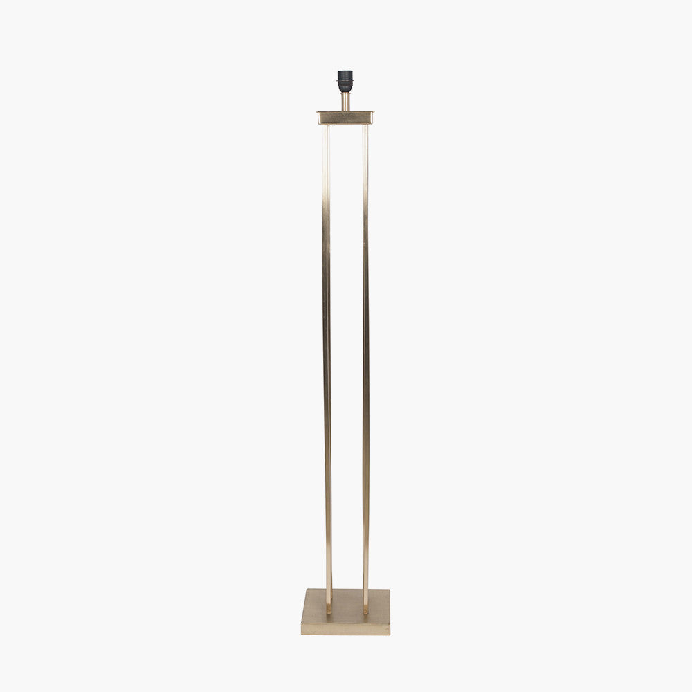 Sophisticated Satin Brass Floor Lamp – Modern Metal Frame & Black Shade