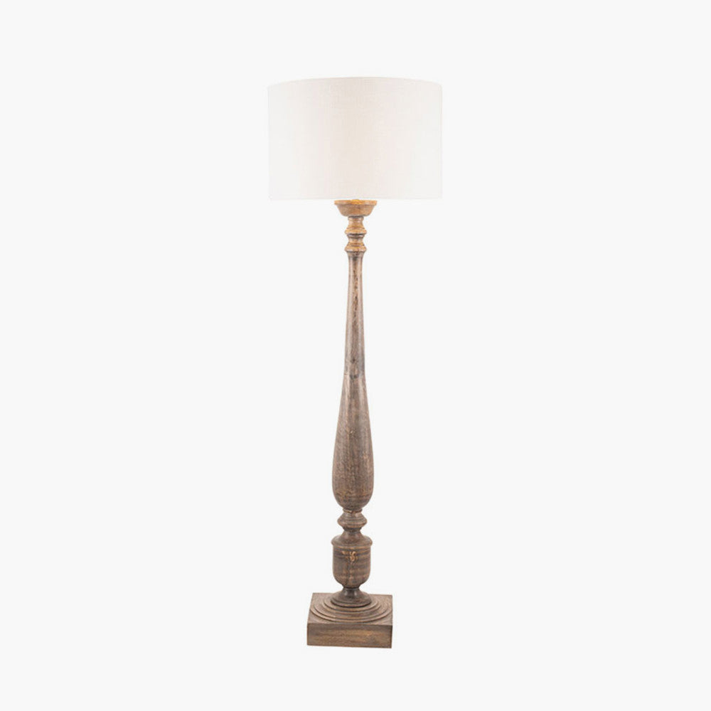 Rustic Grey Wash Wooden Floor Lamp Base – Elegant Mango Wood Design