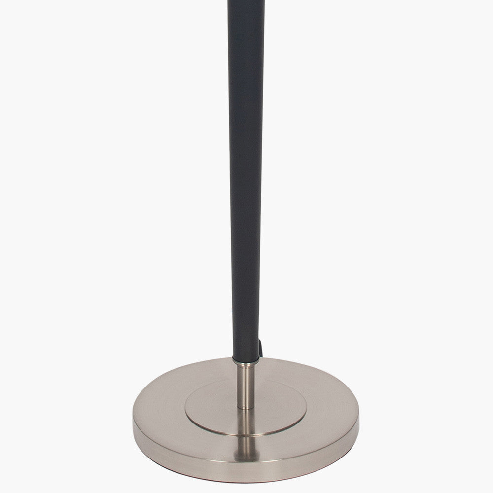 Modern Black & Silver Floor Lamp – Sleek Metal Design with Neutral Shade