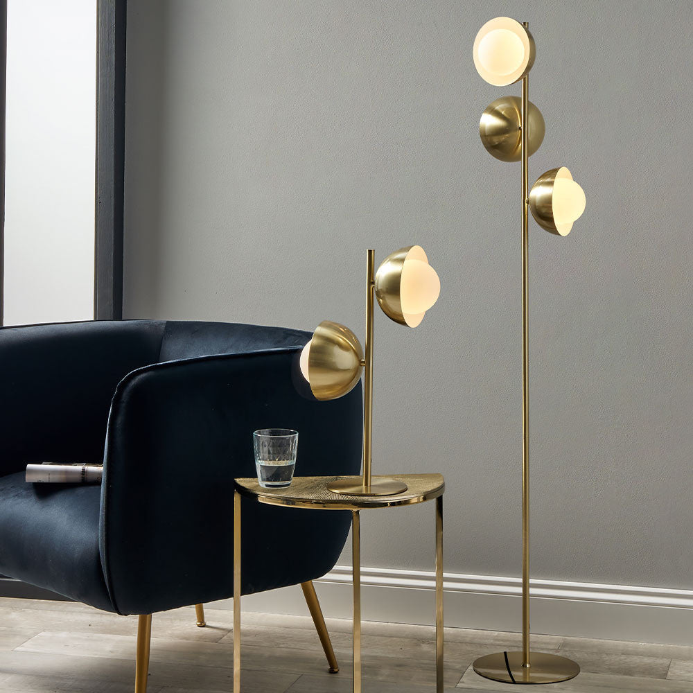 Modern Brushed Brass Floor Lamp – Unique Multi-Light Design with G9 LED ...