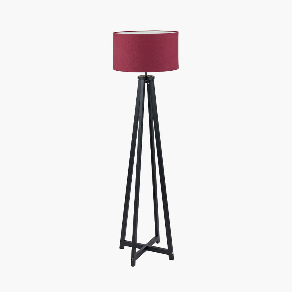 Black Wooden Floor Lamp Base – Modern 4-Leg Standing Light Base Only (136 cm)
