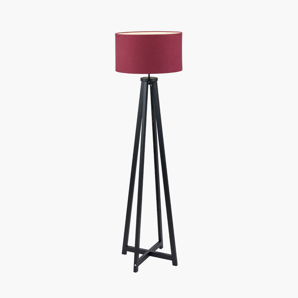 Black Wooden Floor Lamp Base – Modern 4-Leg Standing Light Base Only (136 cm)