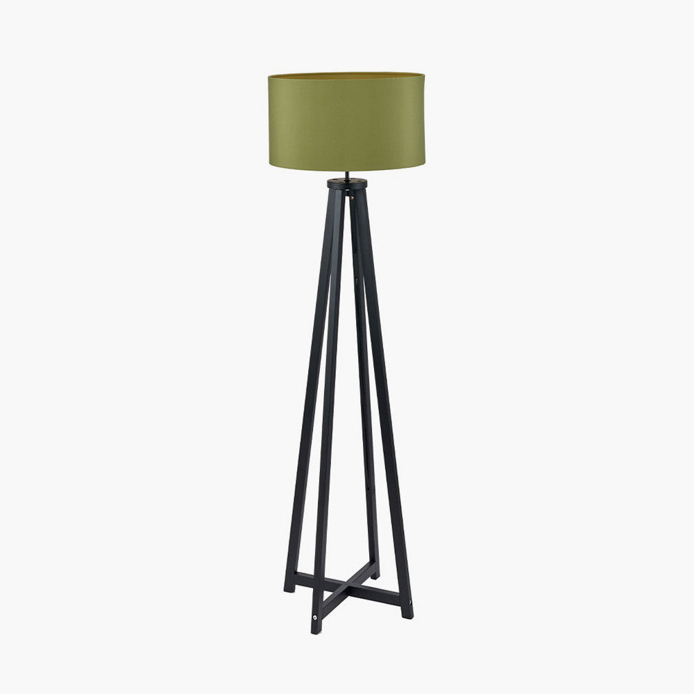 Black Wooden Floor Lamp Base – Modern 4-Leg Standing Light Base Only (136 cm)