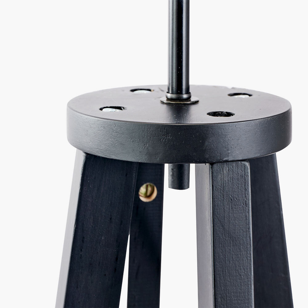 Black Wooden Floor Lamp Base – Modern 4-Leg Standing Light Base Only (136 cm)