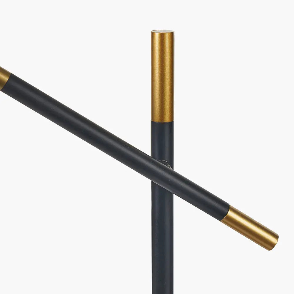Contemporary Black & Gold Floor Lamp – Sleek Design with Frosted Globe Shade