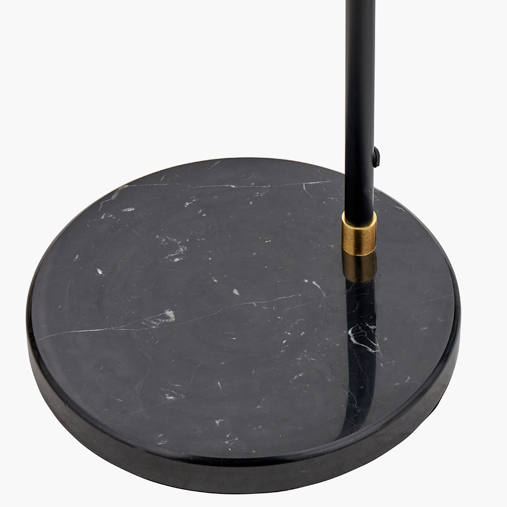 Modern Black Metal & Brushed Brass Floor Lamp with Marble Base