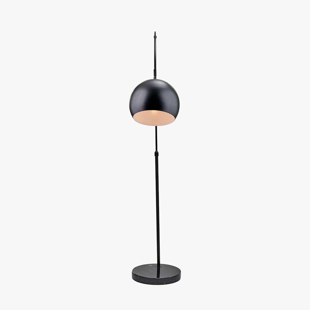 Modern Matt Black Metal Floor Lamp with Marble Base