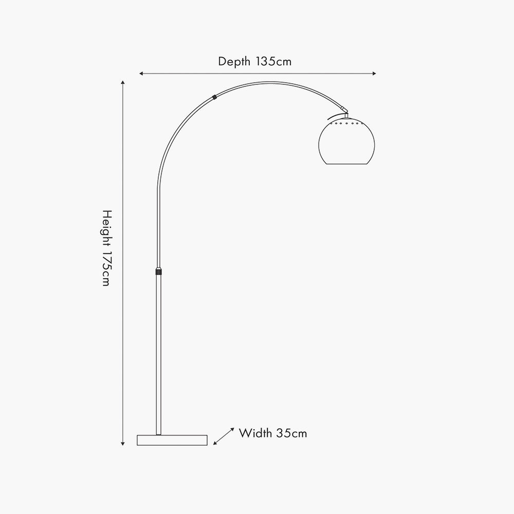 Modern Matt Black Metal Floor Lamp with Marble Base