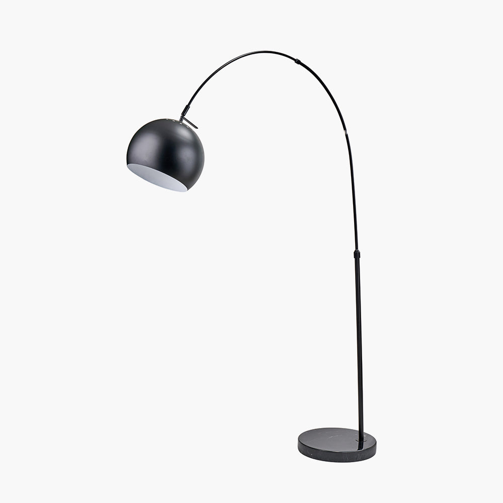 Modern Matt Black Floor Lamp – Arched Metal Design with Marble Base