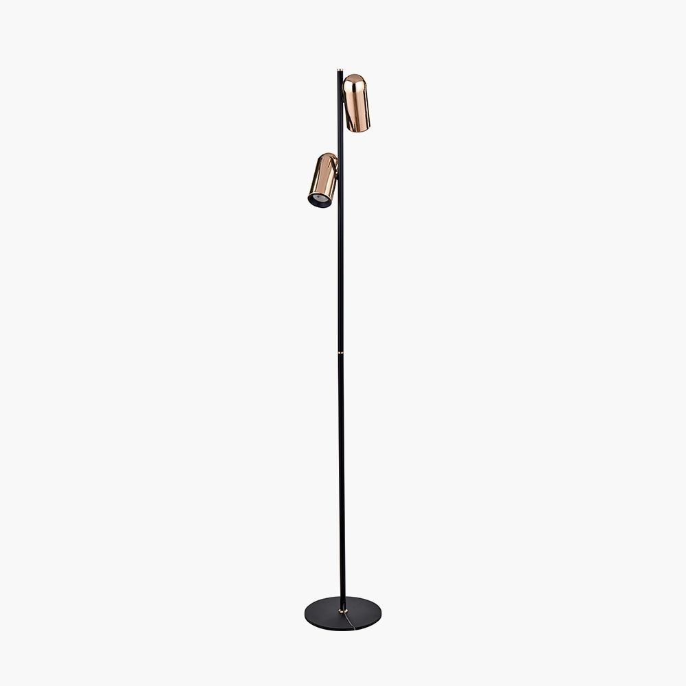 Contemporary Black & Rose Gold Metal Floor Lamp - 151cm