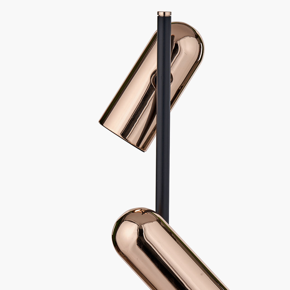 Contemporary Black & Rose Gold Metal Floor Lamp - 151cm
