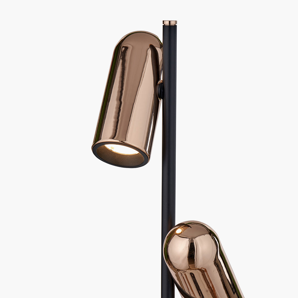 Contemporary Black & Rose Gold Metal Floor Lamp - 151cm