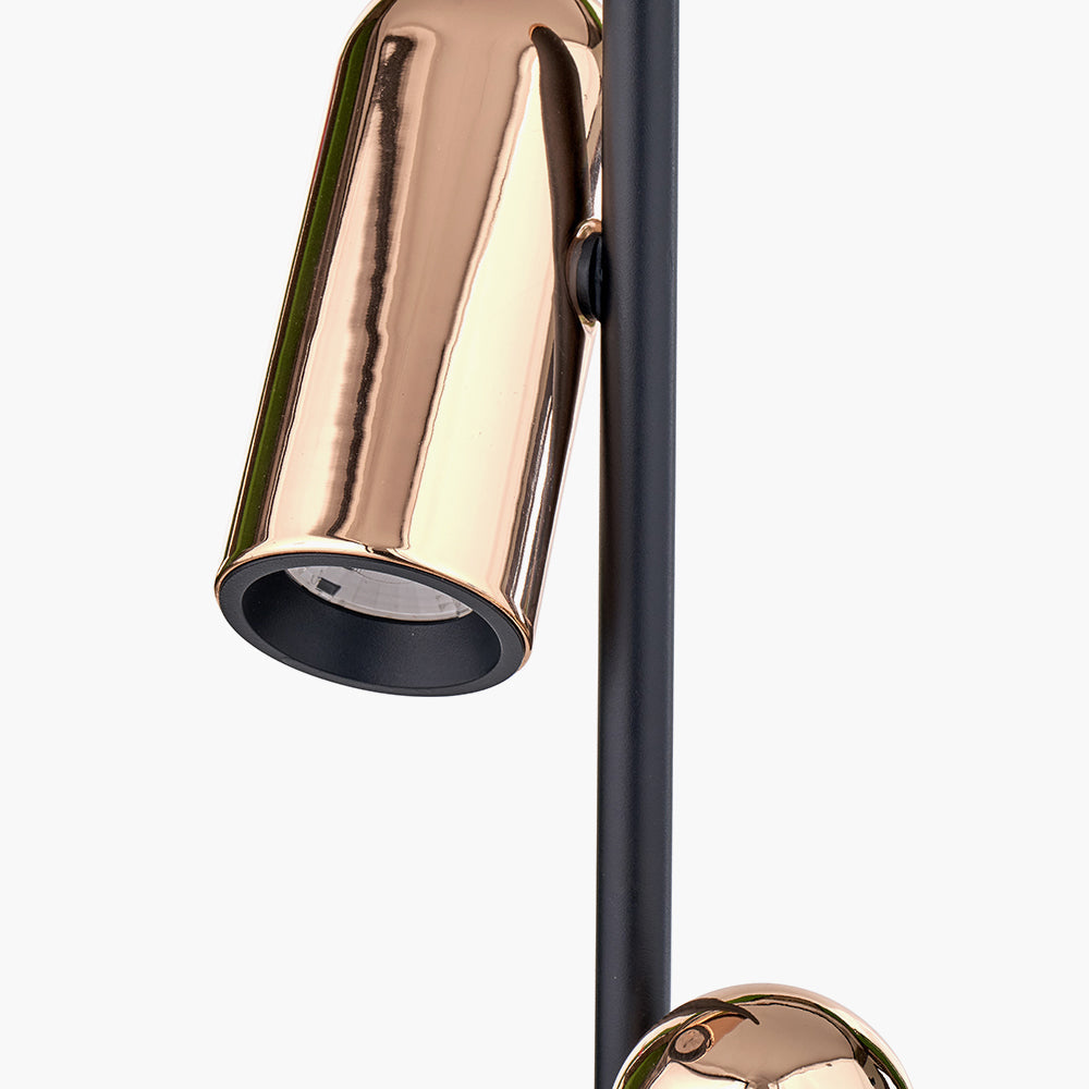 Contemporary Black & Rose Gold Metal Floor Lamp - 151cm