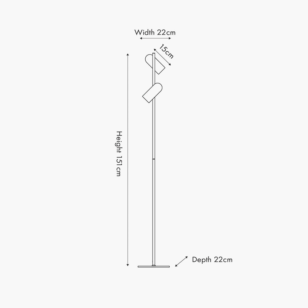 Contemporary Black & Rose Gold Metal Floor Lamp - 151cm