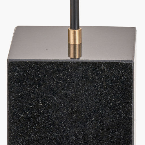 Contemporary Black & Gold Metal Floor Lamp with Marble Block Base - 141 cm