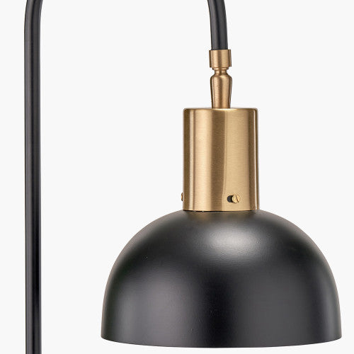 Contemporary Black & Gold Metal Floor Lamp with Marble Block Base - 141 cm