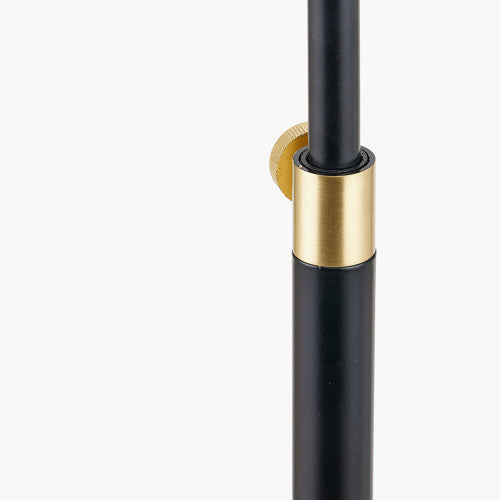 Traditional Black & Gold Metal Floor Lamp with Black Fabric Shade