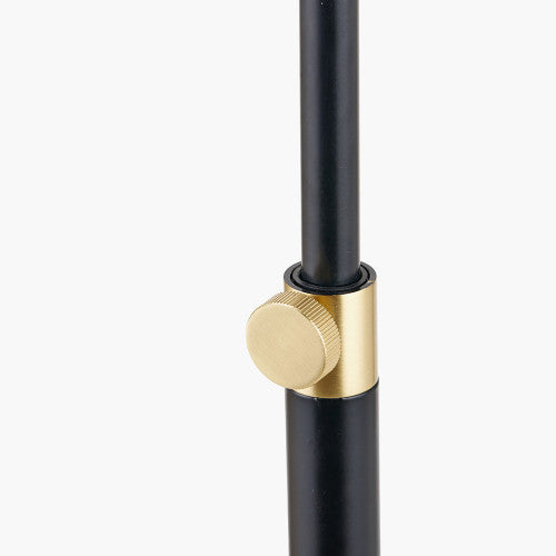 Traditional Black & Gold Metal Floor Lamp with Black Fabric Shade