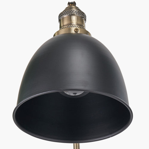 Modern Black Metal & Gold Task Floor Lamp with Adjustable Shade
