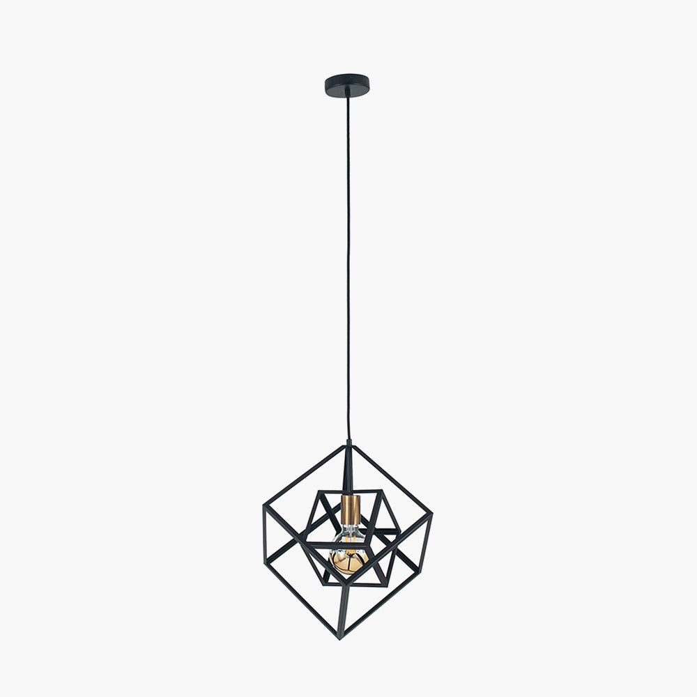 Alessio Matt Black Metal Cube Ceiling Pendant Light