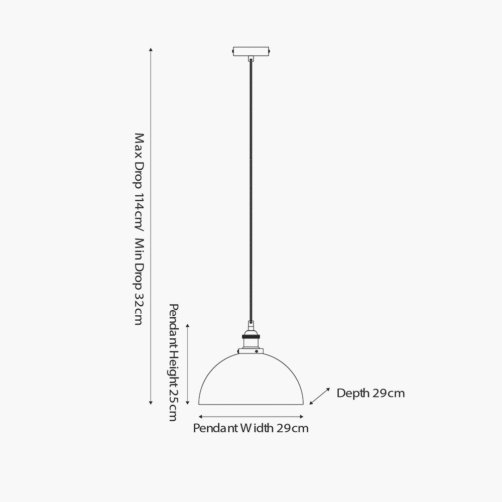 Cecilia Lustre Glass Dome Ceiling Light Pendant - 30 cm