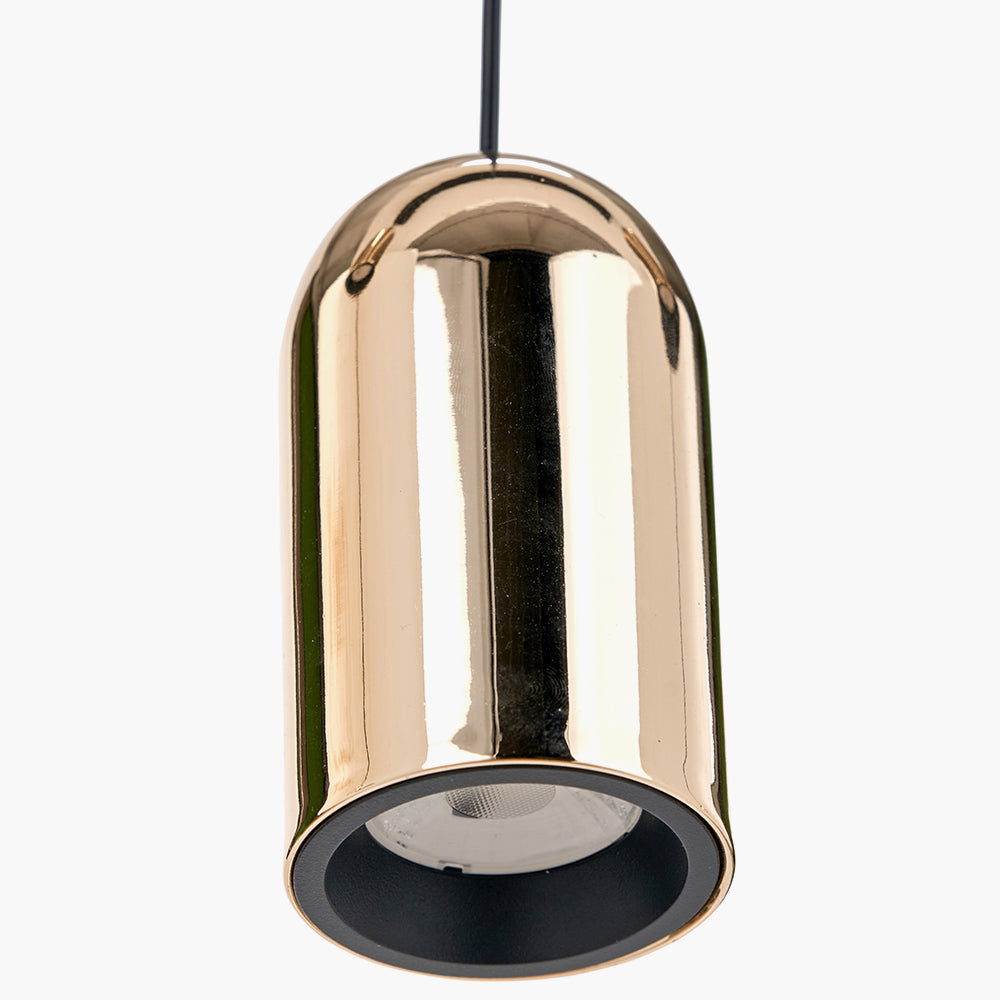 Xena Black and Rose Gold Metal 5 Drop LED Pendant - 81 cm