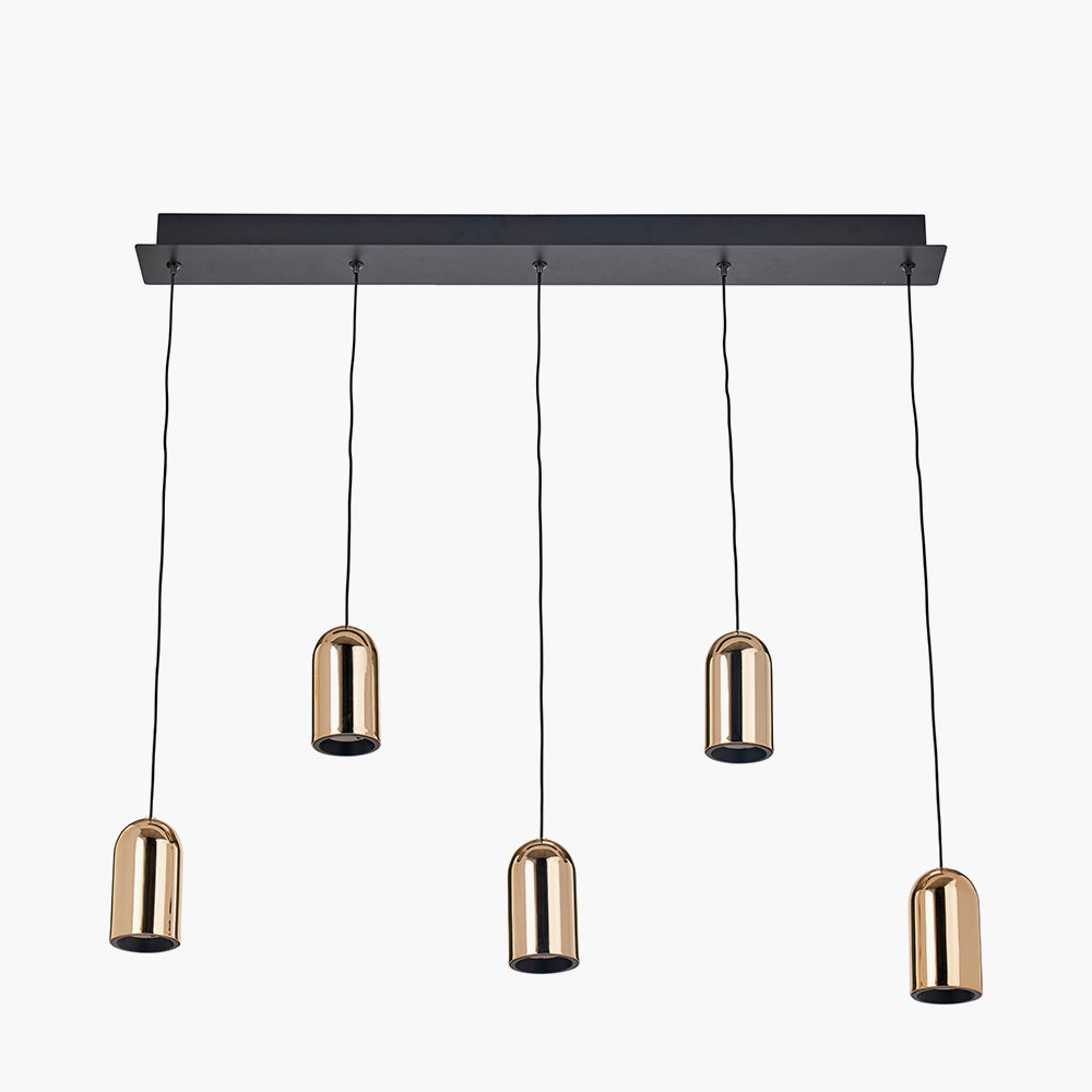 Xena Black and Rose Gold Metal 5 Drop LED Pendant - 81 cm