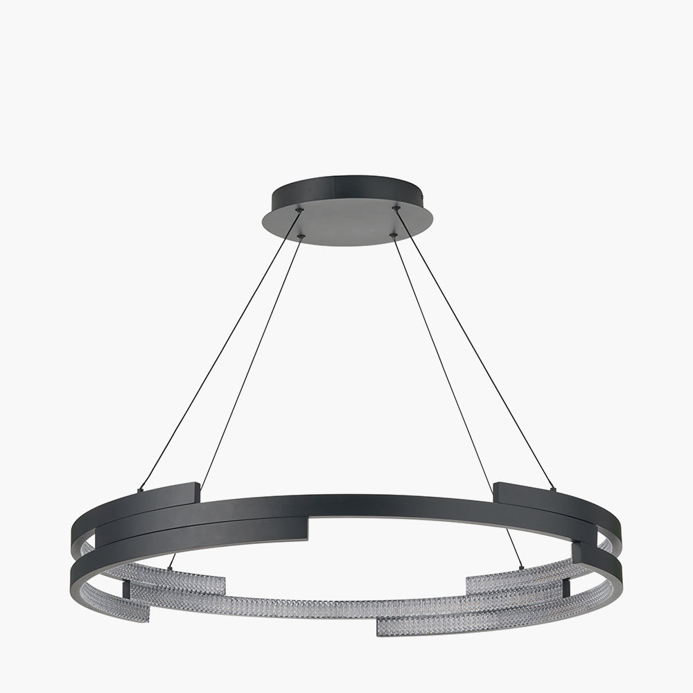 Sienna Black Metal LED Ring Pendant - 82 cm