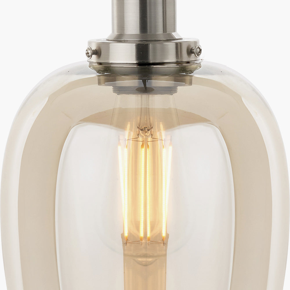 Clio Antique Silver Metal & Lustre Glass Ceiling Light Pendant