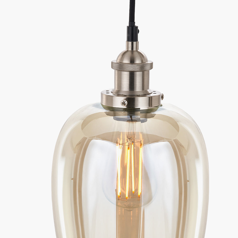 Clio Antique Silver Metal & Lustre Glass Ceiling Light Pendant