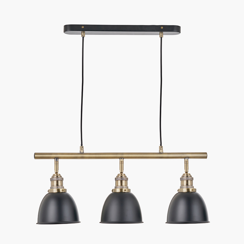Augusto Black and Gold Task Bar Pendant 66 cm