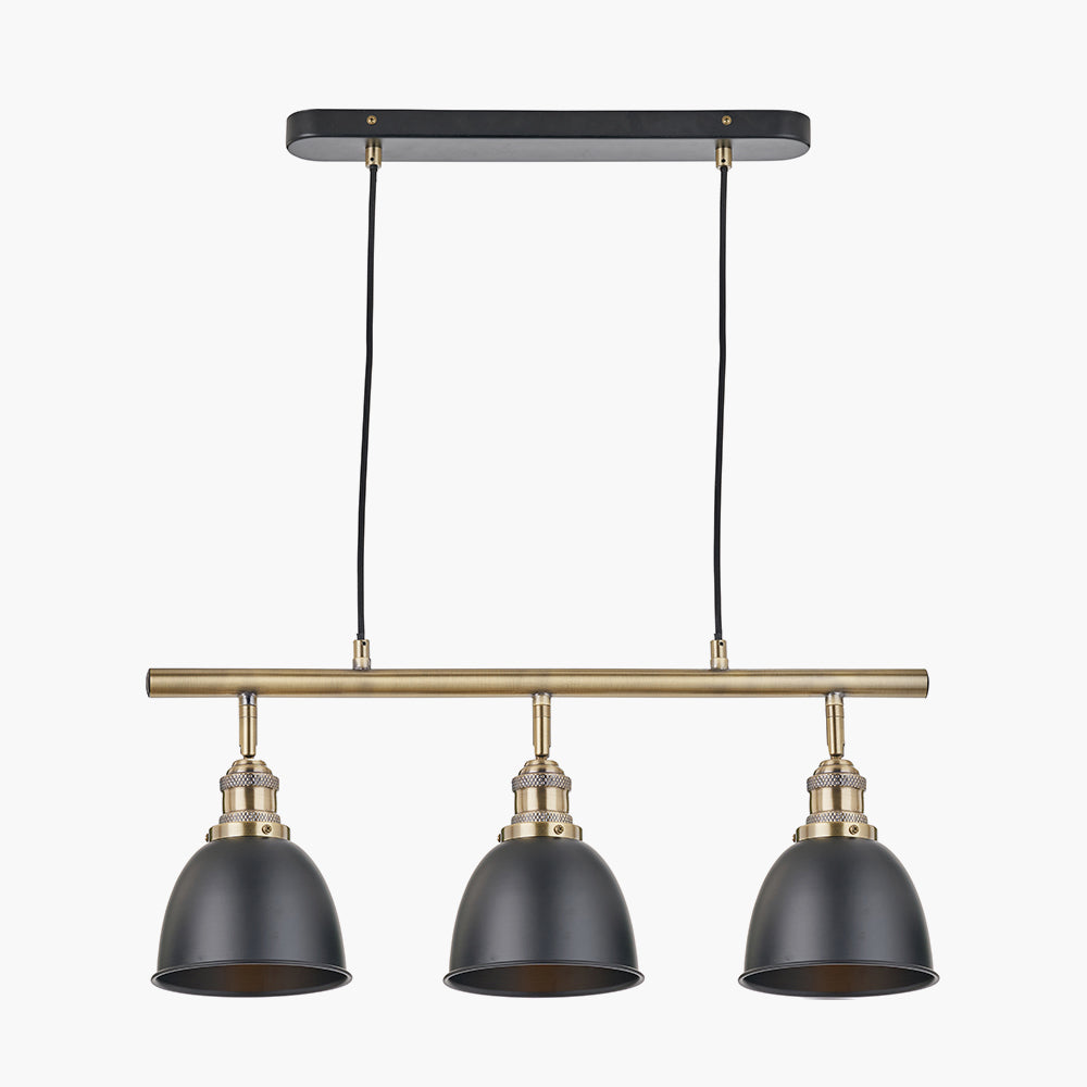 Augusto Black & Gold Task Bar Pendant - 66 cm