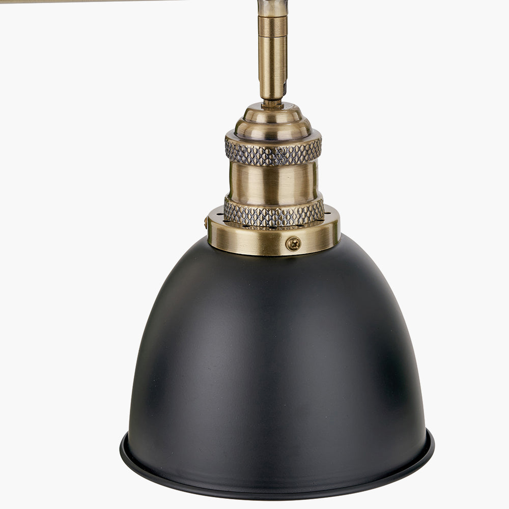 Augusto Black & Gold Task Bar Pendant - 66 cm
