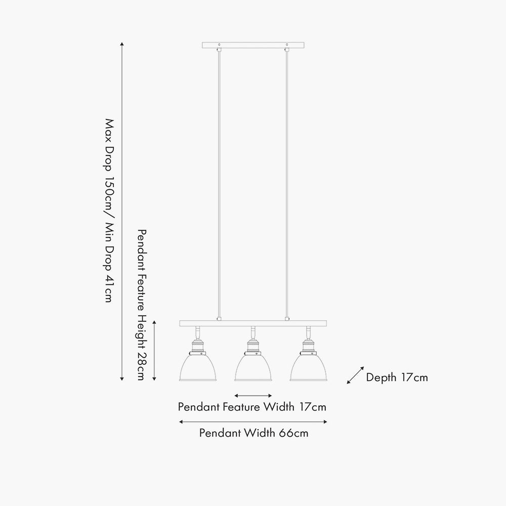 Augusto Black & Gold Task Bar Pendant - 66 cm