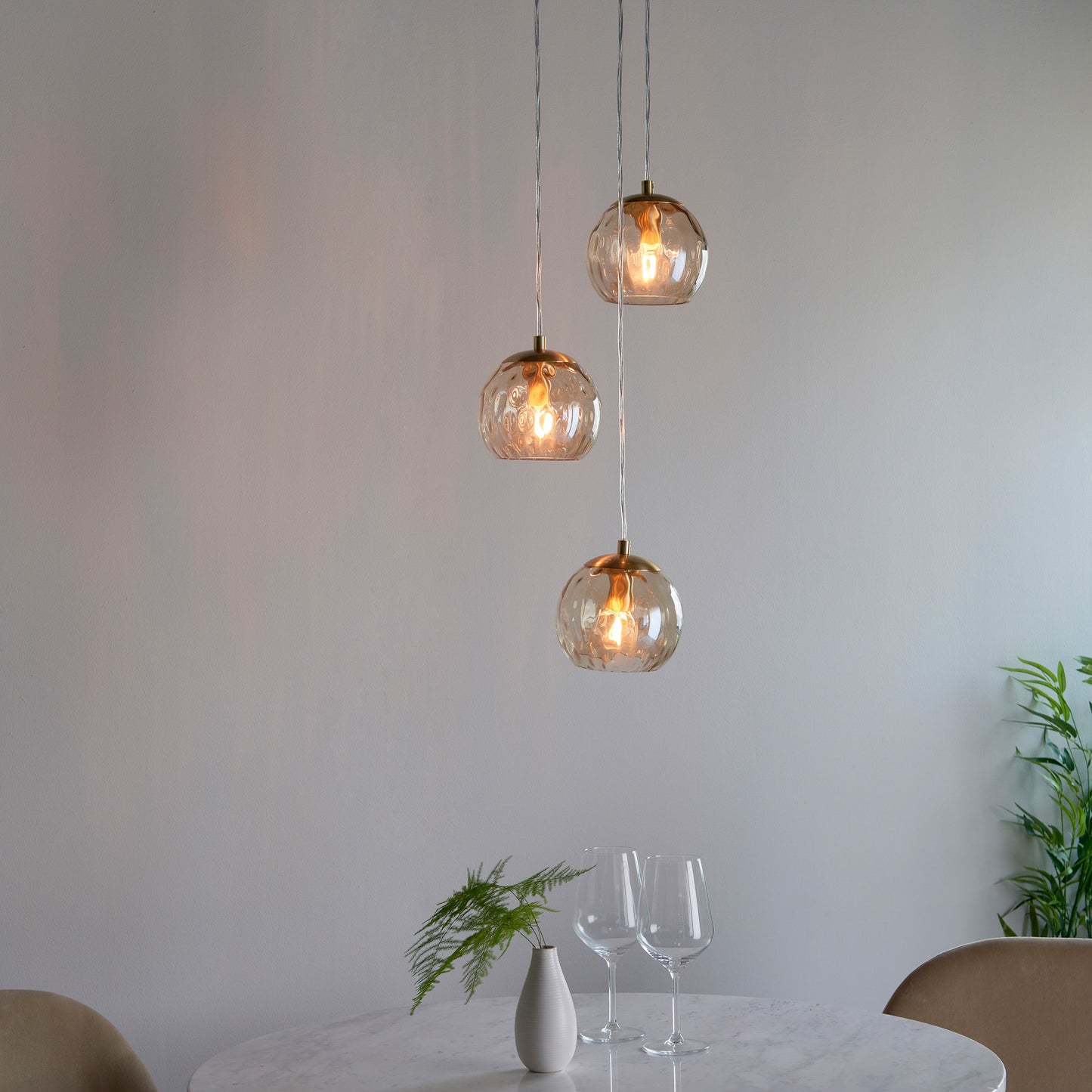 Dimple 3 Pendant Ceiling Light Pendant in Brass