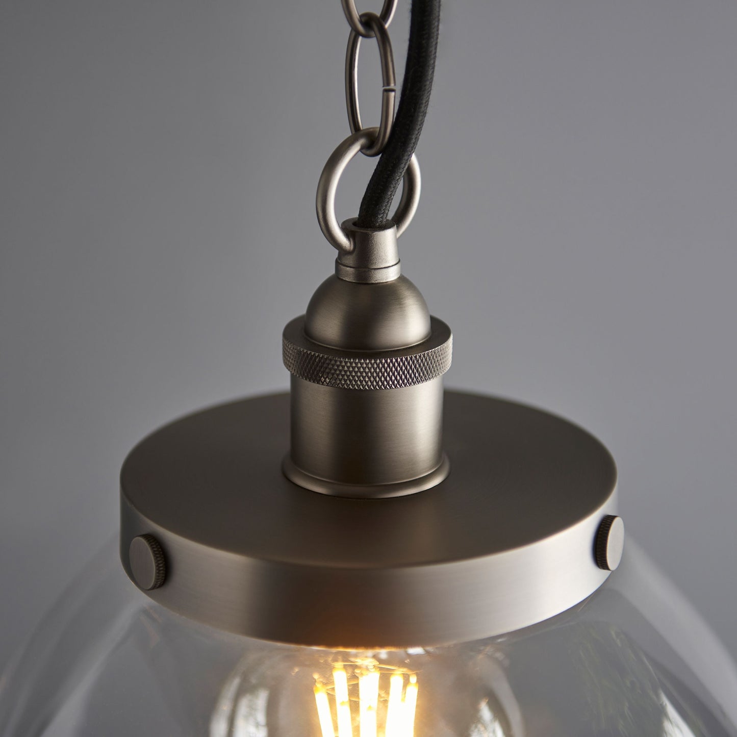 Hansen Silver & Clear Glass Single Pendant Ceiling Light