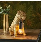 Quirky Vintage Gold Pug Puppy Dog Table Lamp - 23cm