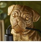 Quirky Vintage Gold Pug Puppy Dog Table Lamp - 23cm